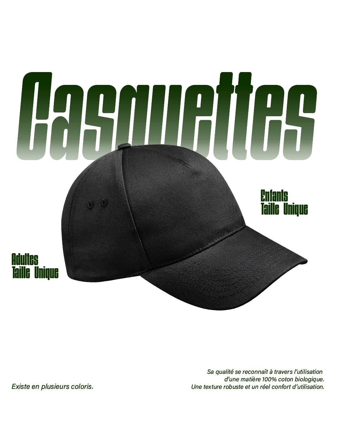 Casquettes noir de haute qualité pour impression DTF